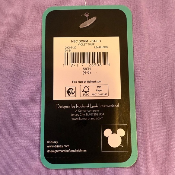 Disney’s Nightmare Before Christmas Women’s Long Sleeve Purple Sleepshirt Sz S - Picture 5 of 5